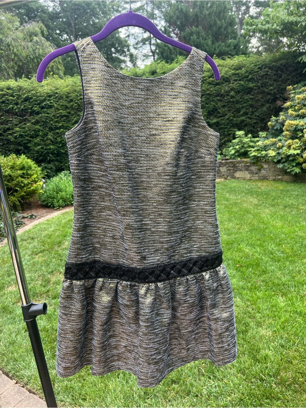 CeCe Metallic Gold and Black Textured Mini Dress